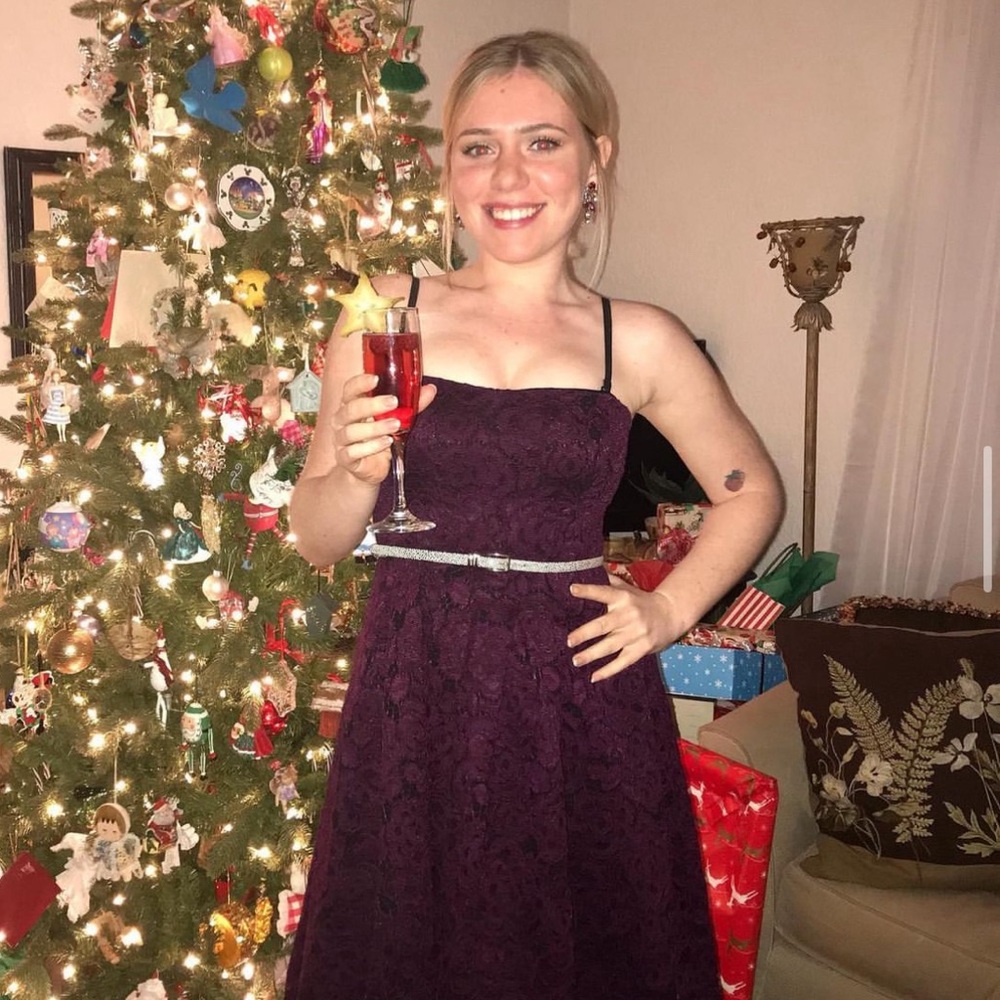 Vera wang plum lace dress